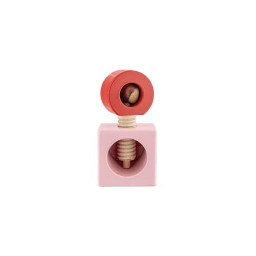 Twergi Nut cracker wood pink / Ettore Sottsass, 1993 - Alessi - Pink / Red - Lacquered solid beech