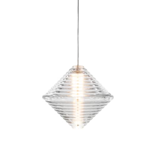 Press LED Pendant glass transparent / Cone - Ø 34 x H 30.2 cm - Tom Dixon - Transparent - Pressed glass