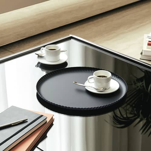 Plateau Pleats métal noir / Ø 31 cm - Alessi - Noir - Acier