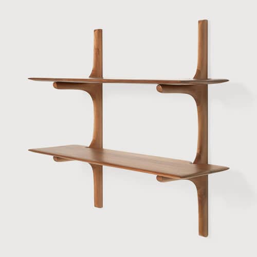 PI Shelf natural wood / 2 shelves - Solid mahogany / L 100 x H 91 cm - Ethnicraft - Mahogany - Solid mahogany