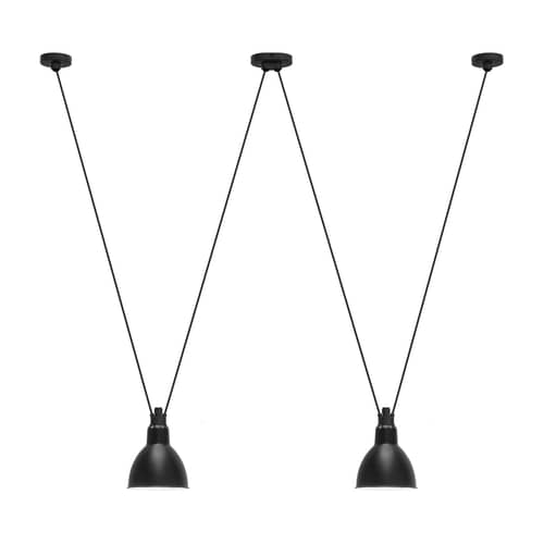 Sospensione Acrobate N°324 / Lampade Gras - 2 paralumi rotondi metallo - DCW edizioni - Nero / Rotondo - Acciaio verniciato