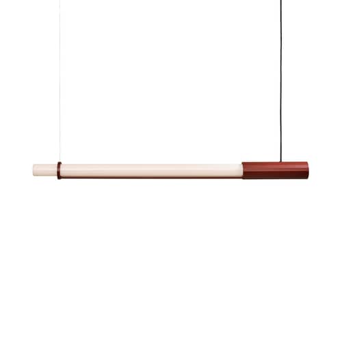 Sospensione In Fine LED vetro rosso / L 105 cm - DCW éditions - Rosso - Alluminio, Vetro