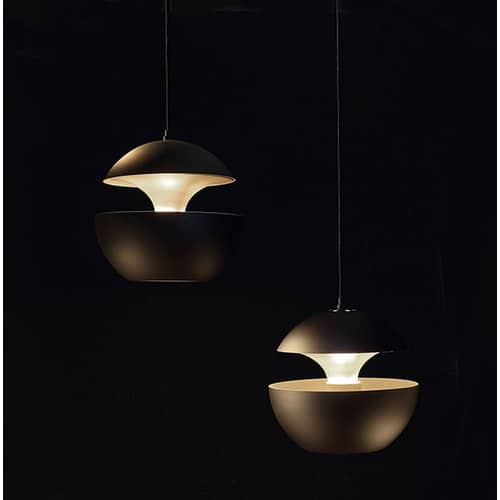 Suspension Here Comes The Sun / Ø 35 cm - Réédition 1970 - DCW éditions - Noir / intérieur blanc - Aluminium, Textile