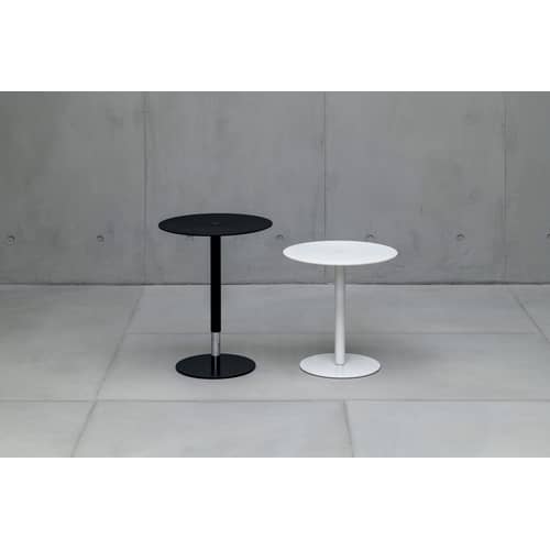 Table d\'appoint Push the Button matériau composite blanc / Hauteur réglable - Ø 50 x H 50 à 73 cm / Fenix-NTM® - Kristalia - Blanc -   Fenix-NTM®, Acier