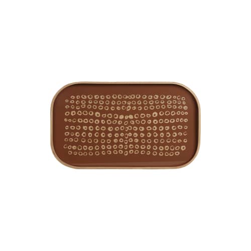 Tablett Second Nature holz braun / 53 x 31 cm - Ethnicraft - Second Nature / Rotbraun & Eiche - Eichenfurnier, Glass mit Siebdruck