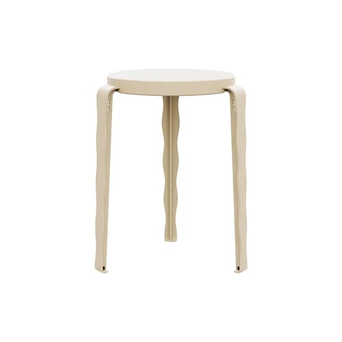 Tabouret empilable Lou Vague by Uchronia / Hêtre monochrome - TIPTOE - Beige - Acier thermolaqué, Hêtre certifié laqué