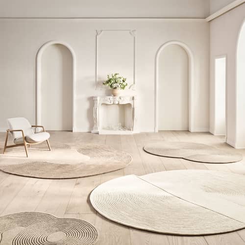Tapis Zen Split tissu beige / 300 x 344 cm - Bolia - Beige foncé - Coton, Laine