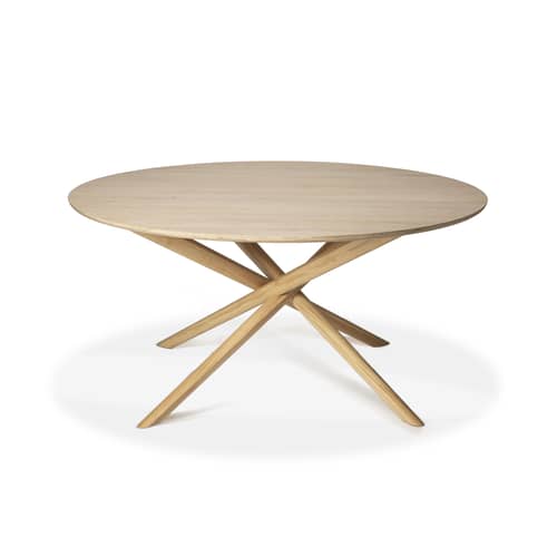 Tavolo rotondo Mikado legno naturale / Rovere massello - Ø 150 cm - Ethnicraft - Rovere - Rovere massello