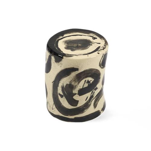 Beistelltisch Pawn Sophia 06 keramik beige / Ø 27 x H 34 cm - Serax - Beige & Schwarz - emaillierter Sandstein