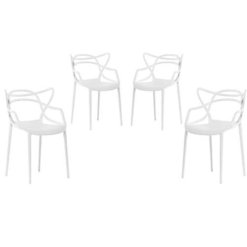Lot de 4 chaises empilables Masters blanc / Philippe Starck, 2010 - Kartell - Blanc - Technopolymère thermoplastique recyclé