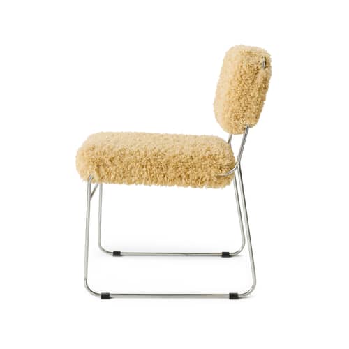 Chaise rembourrée Endless - HK LIVING - Beige doré (tissu bouclette) - Acier chromé, Mousse, Tissu polyester