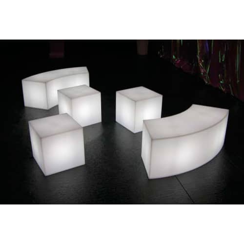 Cubo OUTDOOR Illuminated side table plastic material white Outdoor - Slide - White - Outdoor - Polythene