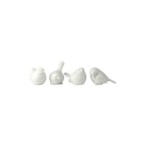 Decorazione Moineaux ceramica bianco / Set da 4 - Porcellana - Pols Potten - Passerotti / Bianco - Porcellana