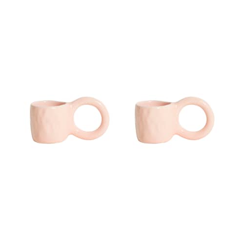 Donut Small Espresso cup ceramic pink / Ø  6 x H 5.5 cm - Set of 2 - Petite Friture - Bubble Gum - Enamelled earthenware