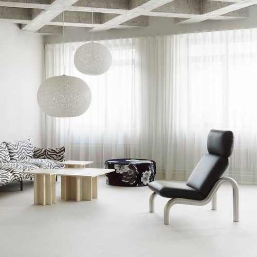 Fauteuil rembourré Tube tissu gris - Normann Copenhagen - Gris (tissu Remix 133) - Acier, Mousse, Tissu