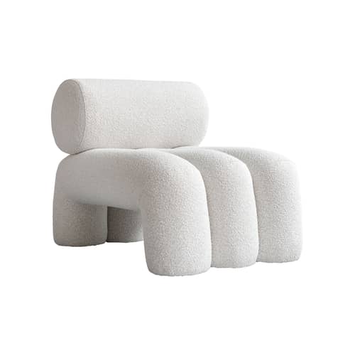 Gepolsterter Sessel Foku textil weiß / Schlingenpol Stoff - 101 COPENHAGEN - Gebrochen weiß (Schlingenpol Stoff) - Holz, Schaumstoff, Schlingenpol