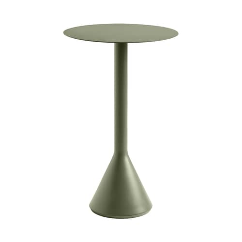 Palissade Cone High table metal green / Ø 60 x H 105 cm - Steel - Hay - Olive green - Epoxy lacquered steel, Tinted concrete