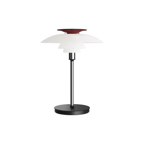 Lampada senza fili ricaricabile PH 80 materiale plastico bianco / LED - 1974 - Louis Poulsen - Opalino bianco e rosso/ Piede cromato e nero - Acciaio, Acrilico opalino, Alluminio