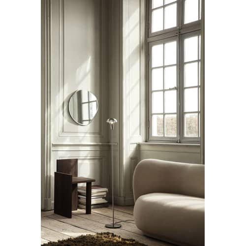Miroir mural Pond Small gris argent métal / 52 x 50 cm - Ferm Living - Chromé foncé - MDF peint, Verre, Zinc plaqué chrome