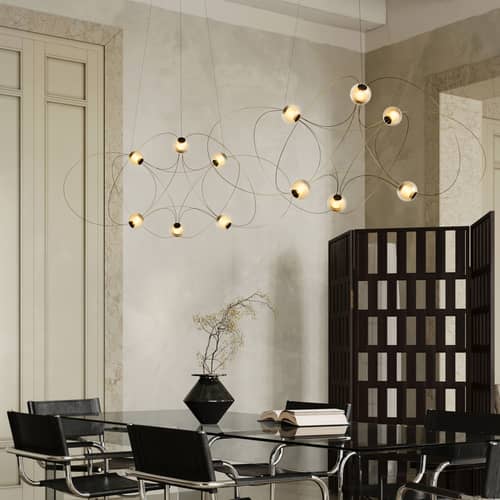 Pendelleuchte Munari 6 metall gold / LED - Ø 120 x H 45 cm / Vormontierte Version - DCW éditions - Gold - Polyacryl, Stahl