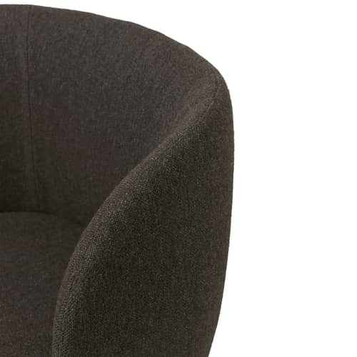 Rico Swivel armchair textile grey / Bouclé fabric - Ferm Living - Dark grey - Foam, Polished aluminium, Terrycloth, Wood