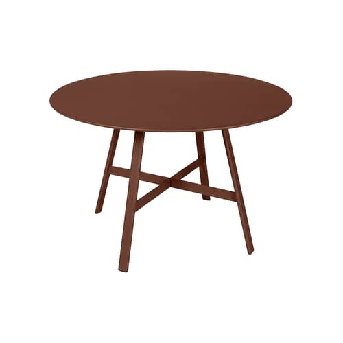 Runder Tisch So’O metall rot / Ø 117 cm - 6 Personen - Fermob - Ockerrot - Stahl