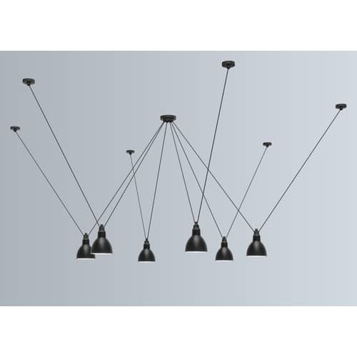 Sospensione Acrobate N°326 / Lampade Gras - 6 paralumi vetro Ø 25 cm - DCW edizioni - Bianco - Vetro