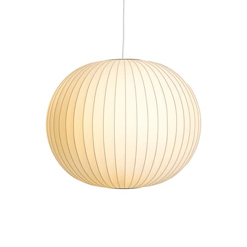Sospensione Bubble Ball materiale plastico tessuto bianco / Medium - Motivi verticali - Hay - Bianco sporco -  Toile polymère, Acciaio