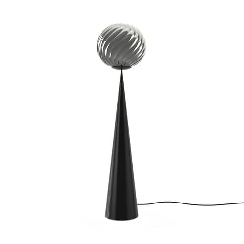 Stehleuchte Whirl Cone Fat plastikmaterial silber / LED - Ø 45 cm - Tom Dixon - Silber / Schwarzer Fuß - Halbmetallisierter Polycarbonat, Stahl