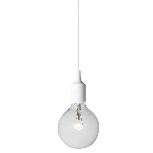 Suspension E27 plastique beige / Silicone - Ampoule incluse - Muuto - Crème - Silicone