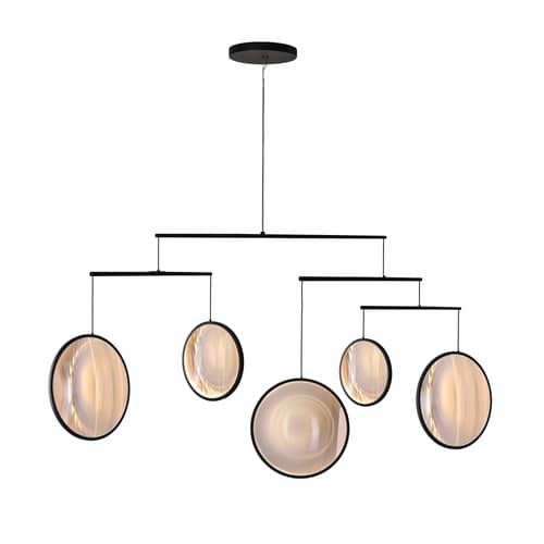Suspension Focus X5 / LED - L 160 x H 131 cm - DCW éditions - Noir - Aluminium, PMMA