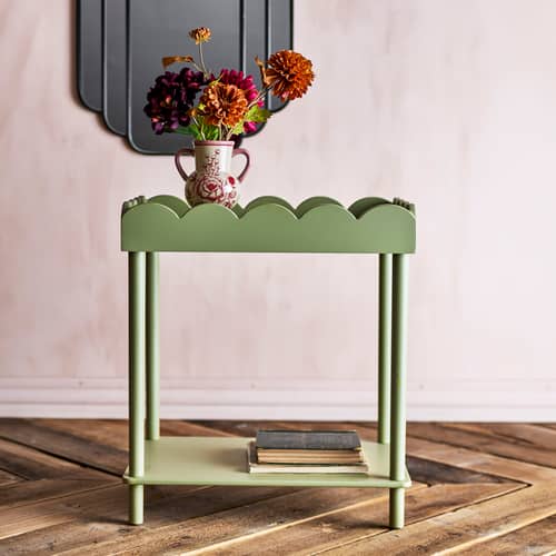 Table d\'appoint Isola bois vert / Desserte - 60 x 40 x H 68 cm - Bloomingville - Vert - MDF, Sapin