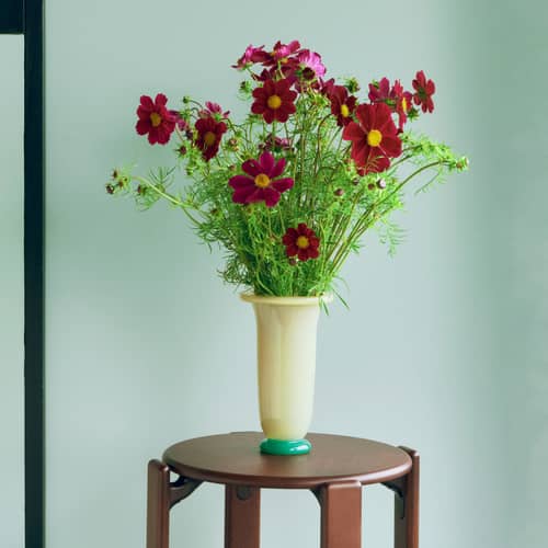 Vase Empire Large verre beige / Ø 16 x H 25 cm - Hay - Sable / Bord citron / Base verte - Verre
