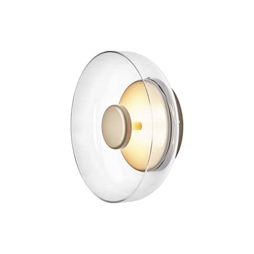 Blossi LED Wall light glass transparent / Ø 23 cm - NUURA - Transparent / Brass - Metal, Mouth blown glass