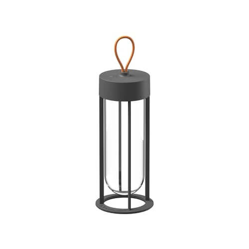 In Vitro Unplugged LED Wireless rechargeable outdoor lamp metal glass grey / LED -  By Starck - Flos - Charcoal grey - Aluminium, Borosilicated glass