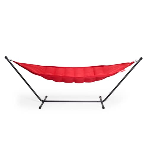 Amaca con supporto Headdemock Superbe tessuto rosso / Tessuto Oléfine rosso & struttura nera - Fatboy - Rosso/Struttura nera - Acciaio, Fibra di poliestere, Tessuto da esterni Olefina