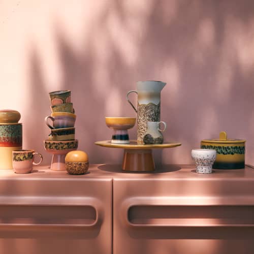 Contenitore ermetico 70s ceramics ceramica giallo / Ø 17 x H 14 cm - 1,65 L - HK LIVING - Kelp - Gres smaltato