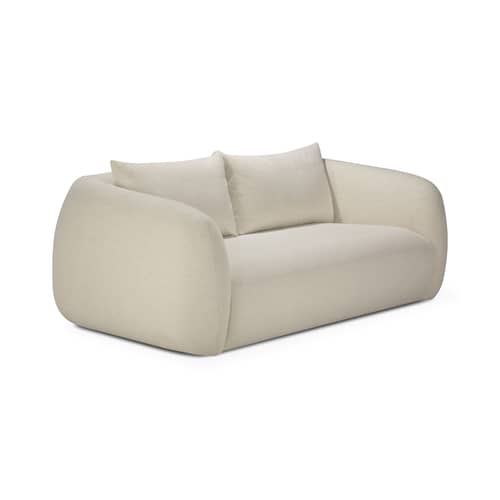 Sofa 2 Sitzer Figur textil weiß / L 204 cm - Ethnicraft - Kreide - Furnier, Gewebe, High Density-Schaum