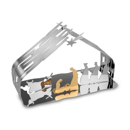 Krippe Bark Crib metall silber / H 10 cm - Alessi - Stahl, glänzend - Rostfreier Stahl 18/10