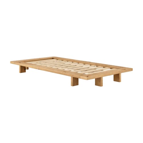 Lit 1 place Japan bois / Pour matelas 90 x 200 cm - KARUP - Chêne naturel huilé (602) - Chêne huilé, Pin massif