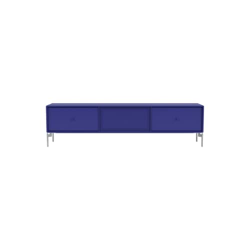 Mobile TV Octave V legno blu / Con Piede - L 138 x P 30 x H 36,6 cm - MONTANA - Monarca 135 - Acciaio, Acciaio perforato, MDF laccato