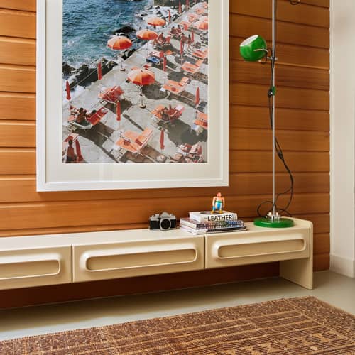 Mobile TV Space legno beige / Cassetto a 3 cassetti - L 200 x H 39 cm - HK LIVING - Crema - MDF laccato
