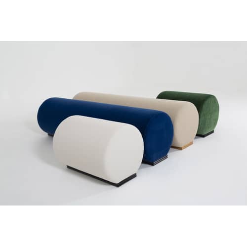 Panca imbottita Place des Petits Pères tessuto grigio / L 60 cm - Esclusiva - Lelièvre Paris - Pepe / Frassino nera - Espanso, Frassino laccato, Tessuto