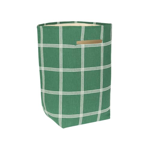 Panier Vibes tissu vert / H 56 cm - NOBODINOZ - Vert & blanc / Grande gille - Coton biologique, Polyester