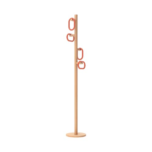 Portemanteau sur pied Fernand bois orange / H 180 cm - Hartô - Corail épicé - Frêne massif, MDF