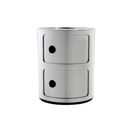 Rangement Componibili gris argent métal / 2 tiroirs - Métallisé - Anna Castelli Ferrieri, 1968 - Kartell - Chromé - ABS