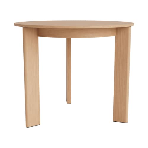 Chisel 20 Round table natural wood / Ø 90 cm - 3 bases - Hay - Lacquered Oak - Lacquered oak veneer