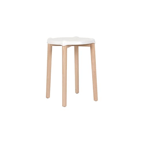 Sgabello Poêle Collection metallo bianco / By Philippe Starck - H 47 cm - Alessi - Bianco/Faggio naturale - Acciaio verniciato con resina epossidica, Faggio