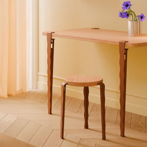 Lou Vague by Uchronia Stackable stool wood brown / Oak - TIPTOE - Oak / Brown Chestnut - Eco-certified solid oak, Powder coated steel