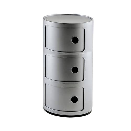 Componibili Storage plastic material grey silver 3 elements - Kartell - Silver - ABS